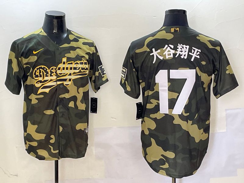 Men Los Angeles Dodgers #17 Ohtani Camo Joint Name 2025 Nike MLB Jersey style 13
